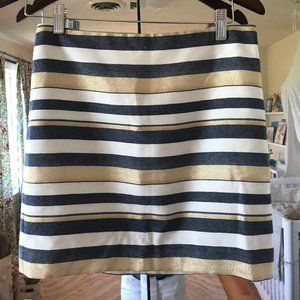 J Crew Striped Gold Chambray Skirt Size 0